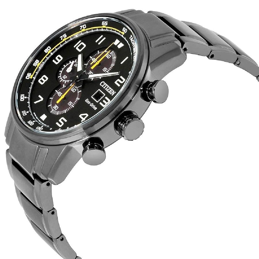 ❣️最初値下げ❣️CITIZEN Eco-Drive クロノグラフソーラークォーツ チタン製☆日本未入荷☆CITIZEN ブラック クロノグラフ ソーラー